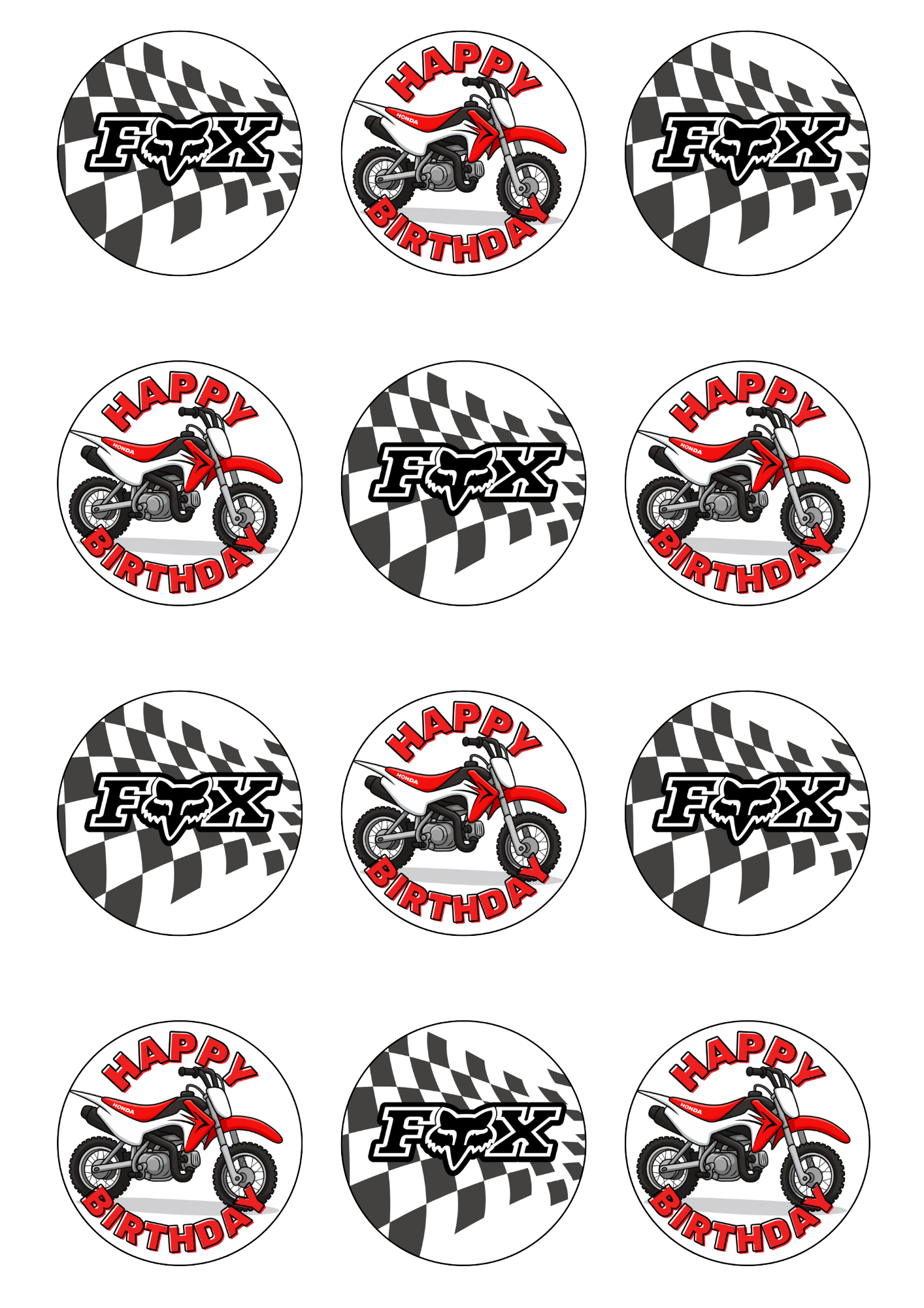 Bike / Motorcross Cupcake Toppers
