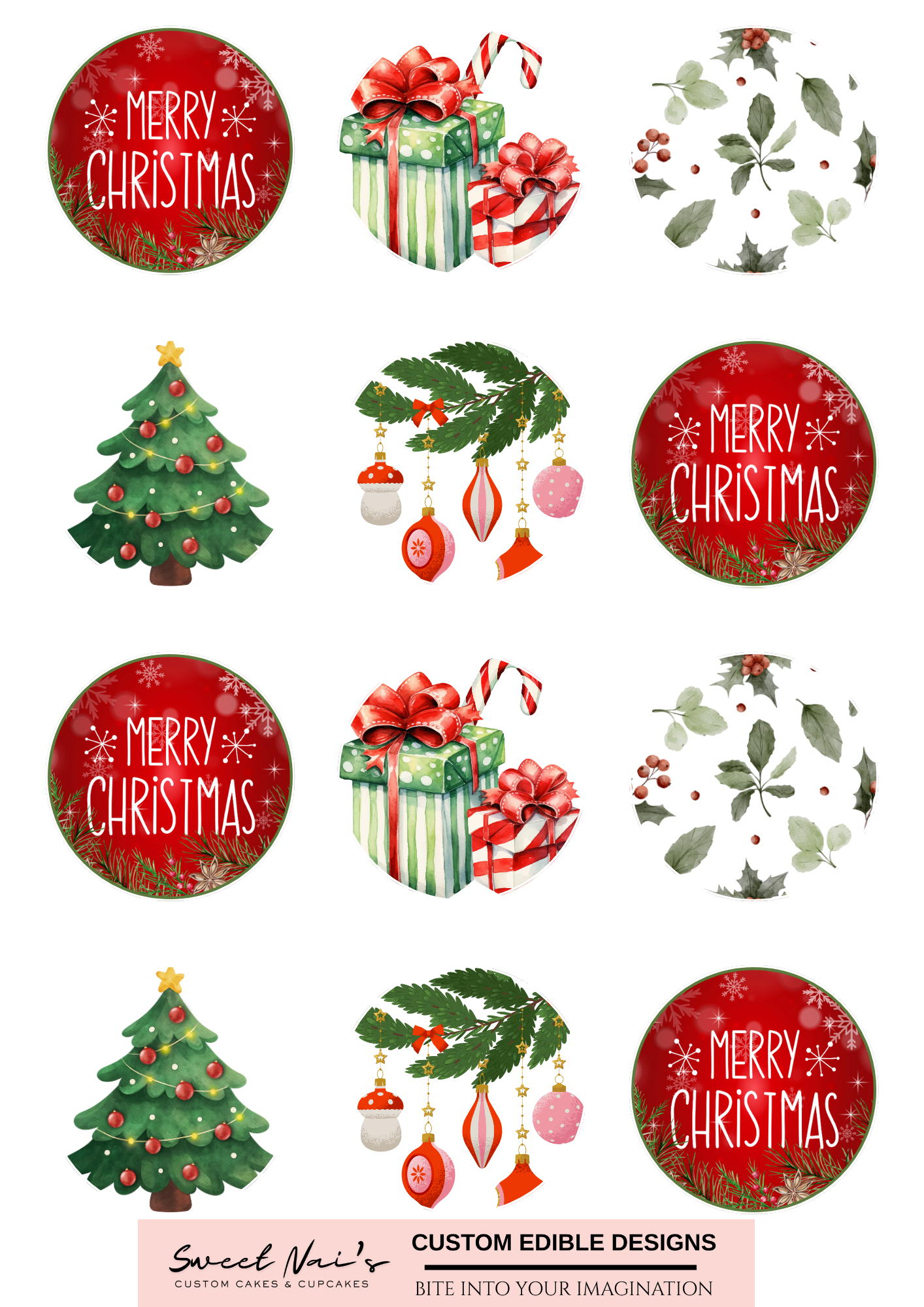 Merry Christmas Cupcake Toppers