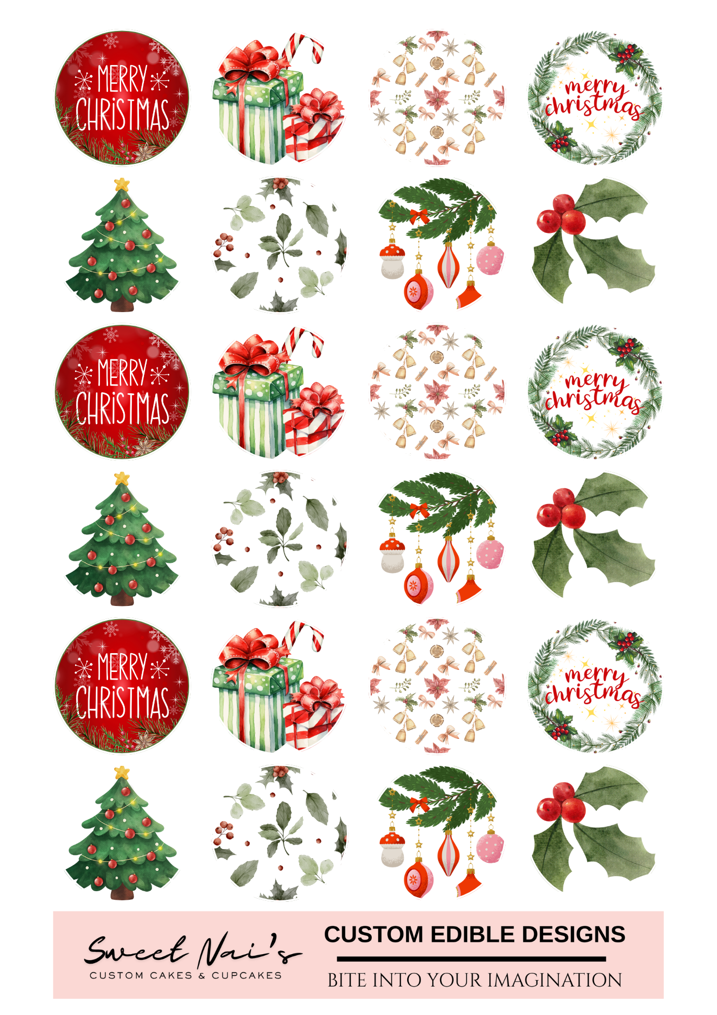 Merry Christmas Cupcake Toppers